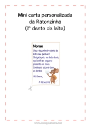 Desenho grátis Dente de leite Ratinho Correspondência do Ratinho