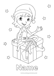 Free colouring Gifts Christmas Elves Christmas Elf colouring pages