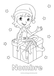 Colorear gratis Regalos Elfos de navidad Navidad Dibujos de Elfos para colorear