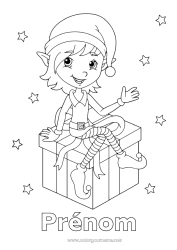 Coloriage gratuit Cadeaux Lutins de Noël Noël Coloriages lutins