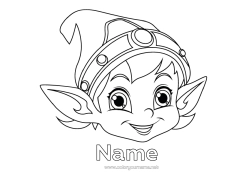 Free colouring Christmas Elves Elf colouring pages