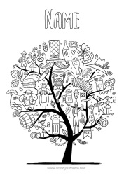 Colouring to customise Tree Drink Symbols Germany Pretzel Beer Oktoberfest Sausage
