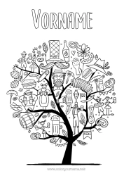 Malvorlage anpassen Baum Getränk Symbole Deutschland Brezel Bier Oktoberfest