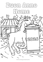 Disegno gratuito Cavallo Buon Anno Capodanno cinese Animali da fattoria Messaggio 