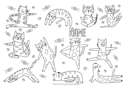 Colouring to customise Calm And Zen Sport Cat Animal Doodle Dogs And Cats Artistic Sports Yoga Emotions Serenity