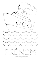 Coloriage gratuit Véhicules Activités enfants Points à relier Bateau Coloriages faciles Trace et colorie Véhicules maritimes Fiche de graphisme maternelle