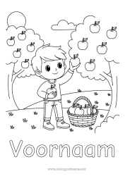 Gratis tekening Jongen Fruit Appel Appelboom