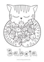 Kolorowanka dla dziecka Kot Zwierzę Psy i koty Niemowlę Rodzina zwierząt Dzieciak zwierzęcy