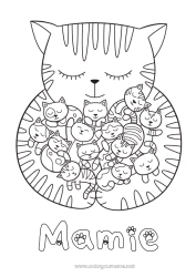 Coloriage enfant Chat Chiens et chats Bébé Famille d'animaux Bébé animal