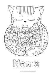 Desenho para personalizar Gato Cães e gatos Bebê Família de animais Filhote