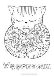 Gratis tekening Kat Dier Honden en katten Baby Dierenfamilie Dierenbaby