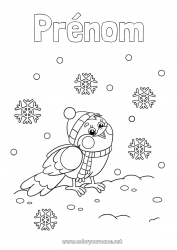 Coloriage gratuit Neige Hiver Oiseau Flocons de neige Animal Oiseaux et mammifères volants