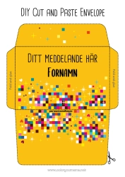 Gratis färgläggning Födelsedag Utskriftskuvert Pixelkonst Videospel