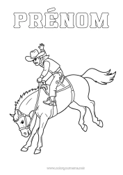 Coloriage à personnaliser Cheval Cow-boy Far West Animaux de la ferme Autres sports équitation