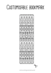 Free colouring Bookmark Zentangle Africa Geometric shapes