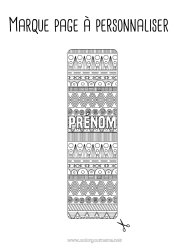 Coloriage à personnaliser Marque page Zentangle Afrique Formes géométriques