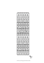 Pagină de colorat pentru copii Semn de carte Zentangle Africa Forme geometrice