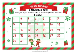 Farvelægningssiden tilpasning Jule-nisser Julekalender Kalendere og planlæggere