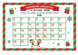 Kolorowanka za darmo Świąteczne skrzaty Kalendarz adwentowy Kalendarze i planery