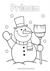 Dessin gratuit Neige Hiver Bonhomme de neige