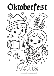Desenho para personalizar Criança Bebida Alemanha Pretzel Cerveja Oktoberfest
