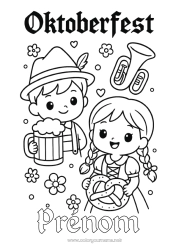 Coloriage à personnaliser Enfant Boisson Allemagne Bretzel Bière Oktoberfest