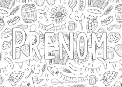 Coloriage à personnaliser Boisson Fête de la Récolte Allemagne Bretzel Fond décoratif Bière Oktoberfest Saucisse