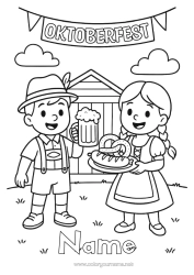 Colouring to customise Child Drink Germany Pretzel Beer Oktoberfest Sausage