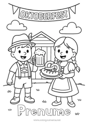 Desen liber de colorat Copil Băutură Germania Covrig Bere Oktoberfest Cârnați
