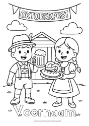 Gratis tekening Kind Drankje Duitsland Pretzel Bier Oktoberfest Worst