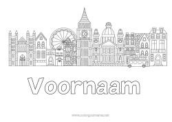 Gratis tekening Londen Verenigd Koninkrijk Bus, autocar Stadsgezicht Openbaar vervoer over land Monument Stad van de wereld Skyline