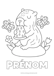 Coloriage gratuit Papillon Fruits Insectes Autres animaux du monde Pastèque Capibara