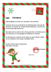 Malvorlage anpassen Weihnachtself Elfenstreiche-Briefe Adventskalender Kalender und Planer