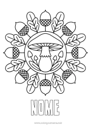 Colorazione gratuita Mandala Autunno Fungo Disegni da colorare facili Ghianda