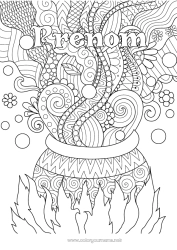 Coloriage à personnaliser Chaudron magique Halloween Coloriages complexes Zentangle