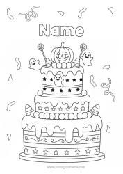 Free drawing Ghost Pumpkin Cake Halloween Birthday Autumn Jack O'Lantern Birthday cake