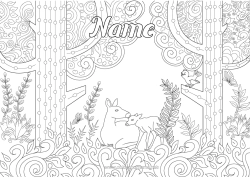 Free colouring Animal Doe Tree Zentangle Forest animals Deer