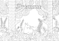 Desen liber de colorat Animal Cerb. Copac Zentangle Animale din pădure Cerb