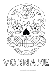 Kostenlose Malvorlage Schädel Día de los Muertos Schnurrbart Calaveras, Schädel