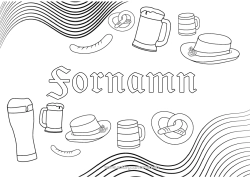 Gratis färgläggning Dryck Tyskland Pretzel Öl Oktoberfest Korv