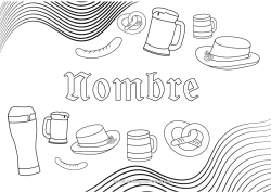 Colorear gratis Bebidas Alemania Pretzel Cerveza Oktoberfest Salchicha