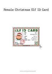 Colouring to customise Christmas Elves Trickster Goblin Identification Papers