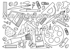 Desenho para personalizar Arte Pincel Lápis de Cor Materiais Escolares Transferidor Pintura