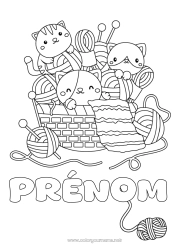 Coloriage gratuit Chat Panier Chiens et chats Couture