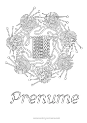 Pagină de colorat personalizată Mandala Tricot - tricotat Ghemotoace de lână