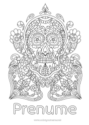 Pagină de colorat personalizată Cranium Ziua Morților Mexic Calaveras, capete de mort