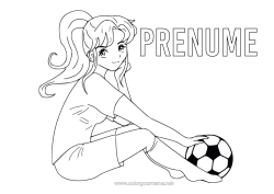 Pagină de colorat personalizată Fotbal Minge de fotbal Sport Fată Sporturi de echipă Fotbal feminin Fotbalist fotbalistă