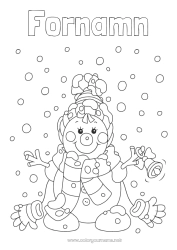 Gratis färgläggning Snö Vinter Snögubbe Snöflingor