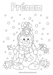 Coloriage gratuit Neige Hiver Bonhomme de neige Flocons de neige