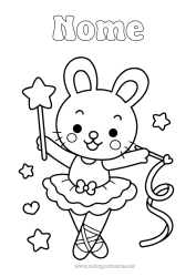 Desenho para personalizar Esporte Kawaii Dança Rato Animal Animais da floresta Sports artistiques Varinha mágica
